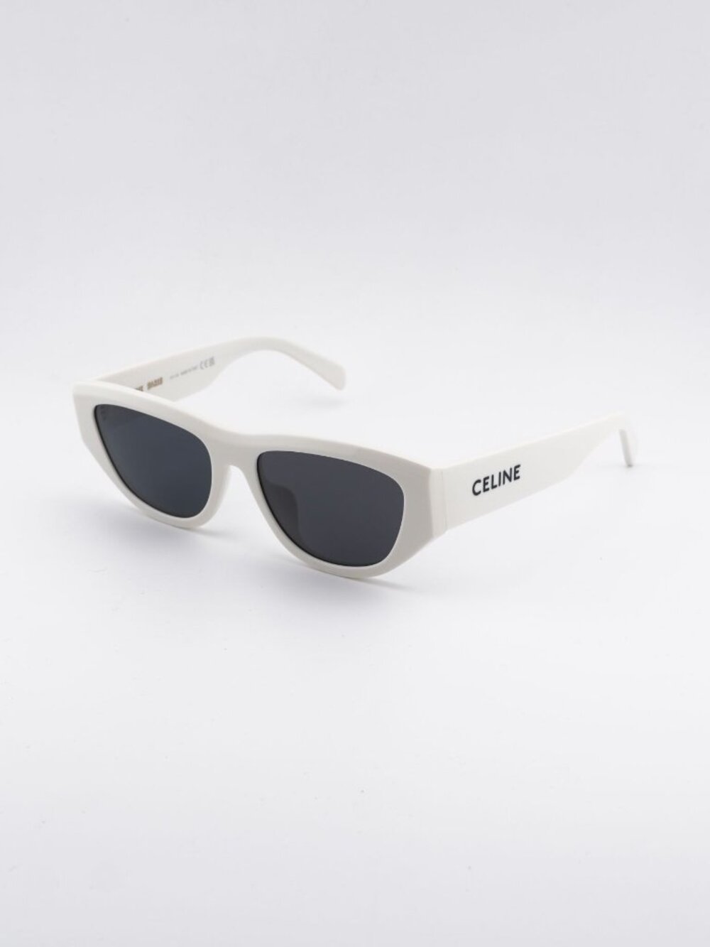 Celine CL40278U MONOCHROMS 25A Sunglasses Ivory Cat Eye Frame, Smoke Lenses